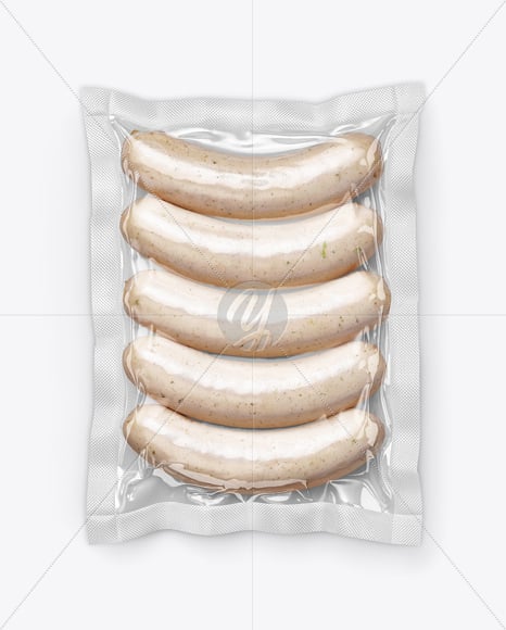 Glossy Plastic Flow-Pack with Sausages Mockup