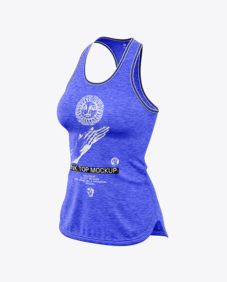 Women's Melange Tank Top Mockup - Half Side View