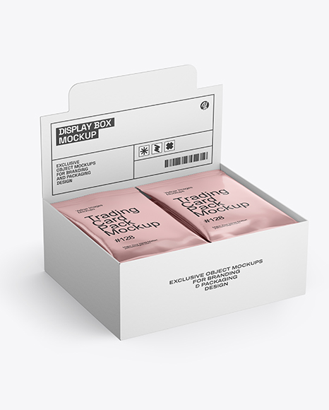 Box with Metallic Trading Card Packs Mockup