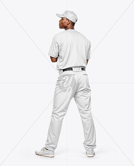 Afro-American Baseball Player Wearing Wearing a Full Baseball Kit Mockup