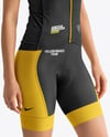 Woman Wearing Cycling Jersey and Bib Shorts Mockup