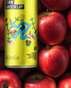 8.5oz Slim Drink Can on a Stack of Red Apples Mockup