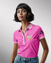 Young Woman Wearing Polo Shirt and Jeans Mockup