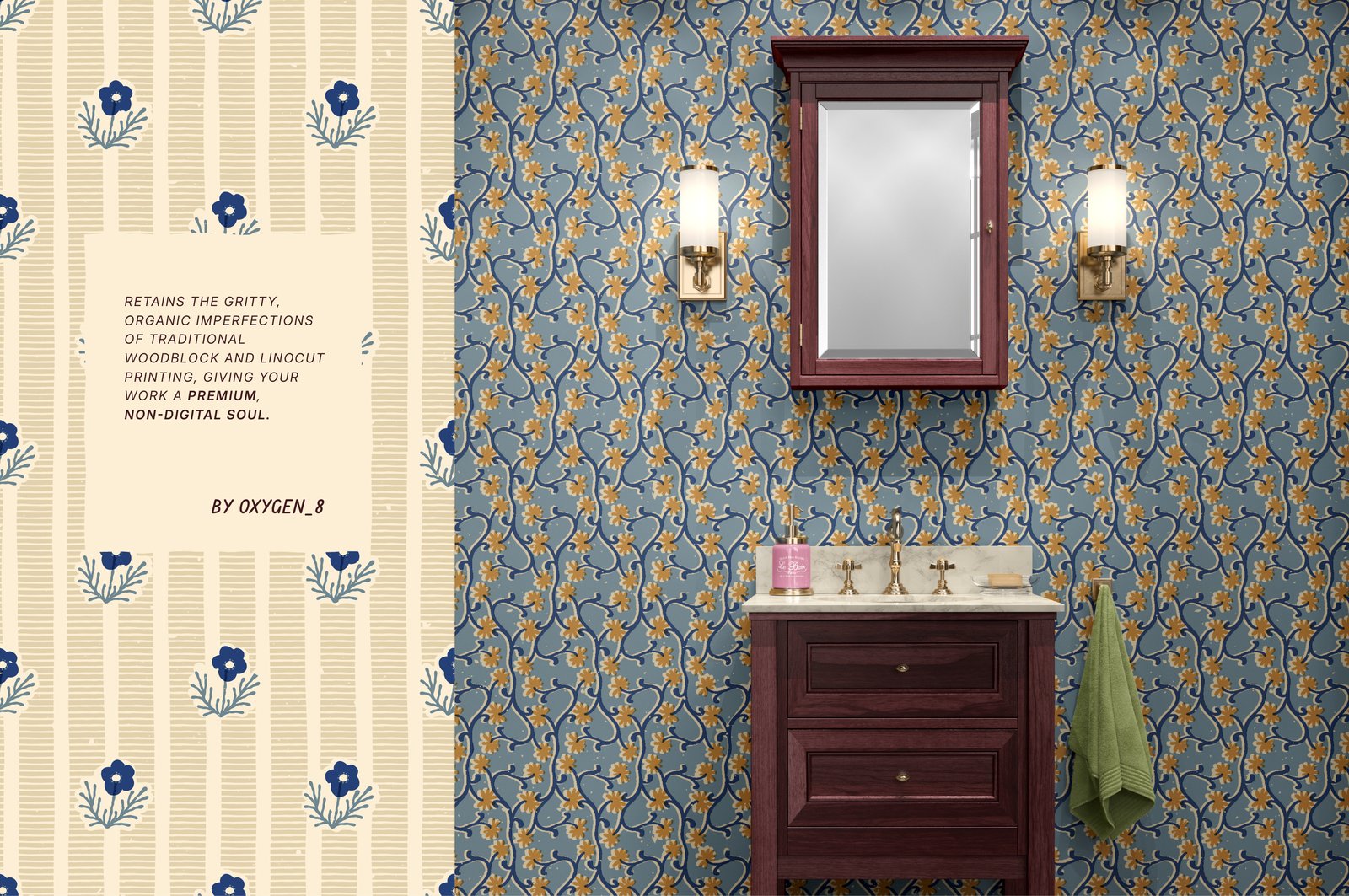 Block Print. Seamless Patterns