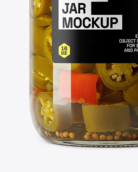 Glass Jar with Pickled Jalapenos Mockup