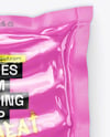 Glossy Plastic Flow-Pack with Sausages Mockup