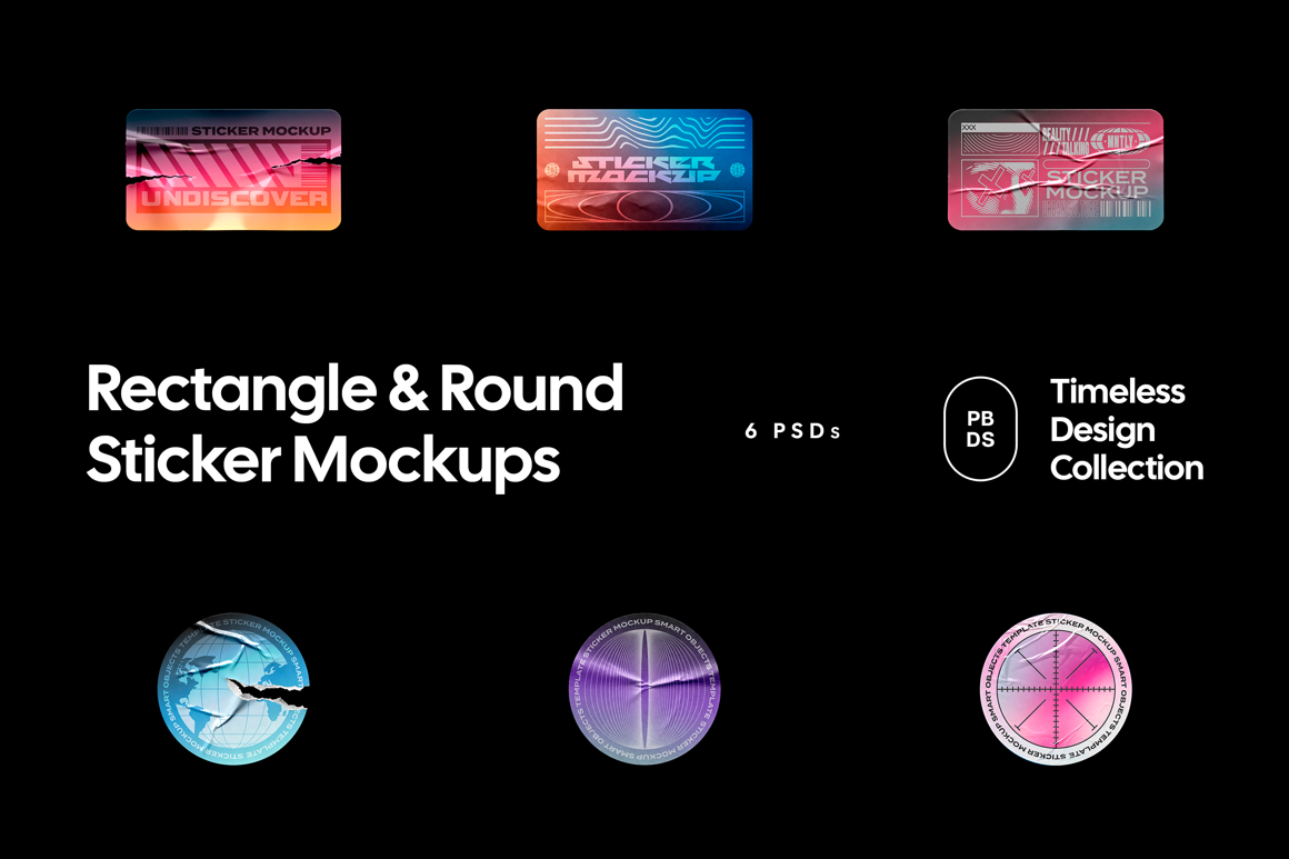 Rectangle &amp; Round Sticker Mockups