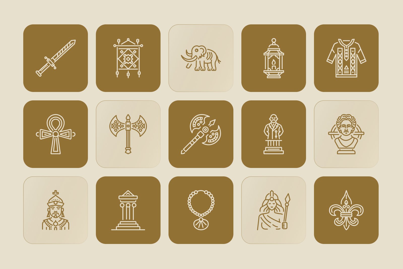 Animated Historical Icons Set