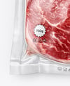 Clear Plastic Flow-Pack with Beef Steak Mockup