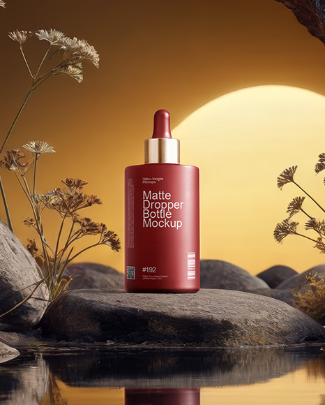 Matte Dropper Bottle on Stone Mockup
