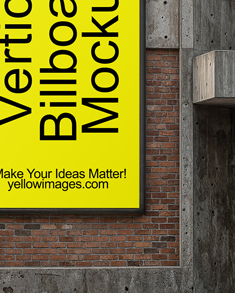 Vertical Billboard on a Brick and Concrete Wall Mockup