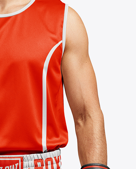 Man Wearing Full Boxing Kit Mockup