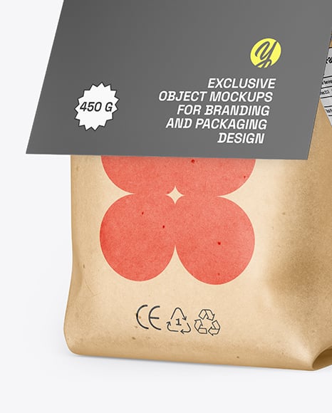 Kraft Package with Paper Label Mockup