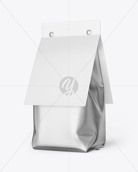 Matte Metallic Package with Paper Label Mockup