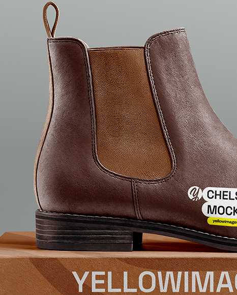 Chelsea Boot with Shoe Box Mockup