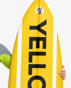 Surfer Wearing Wetsuit with Shortboard Mockup