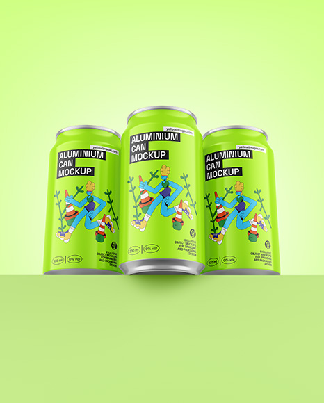 Three Glossy Cans Mockup