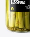 Glass Jar with Pickled Asparagus Mockup