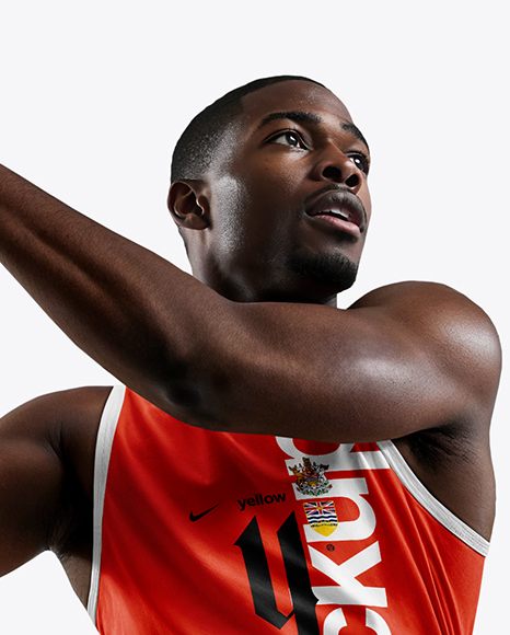 Afro-American Basketball Player Wearing Full Basketball Uniform Mockup