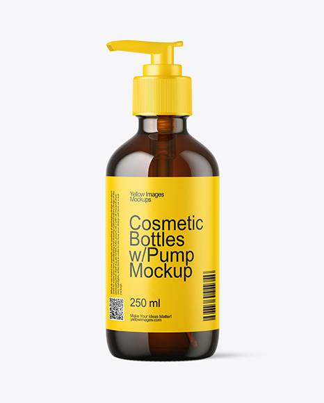 8oz Amber Bottle with Pump Mockup