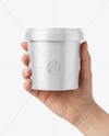 Matte Plastic Container in a Hand Mockup