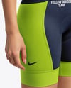 Woman Wearing Cycling Jersey and Bib Shorts Mockup