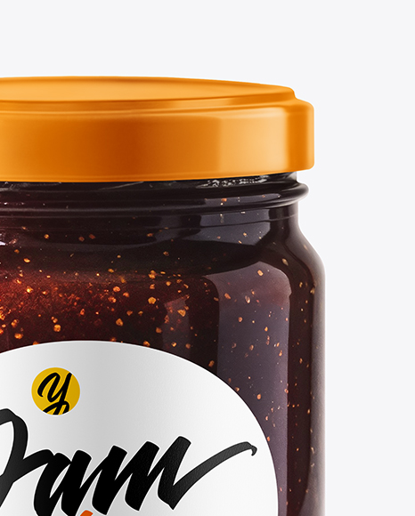 Glass Jar with Fig Jam & Fig Cut in Half Mockup
