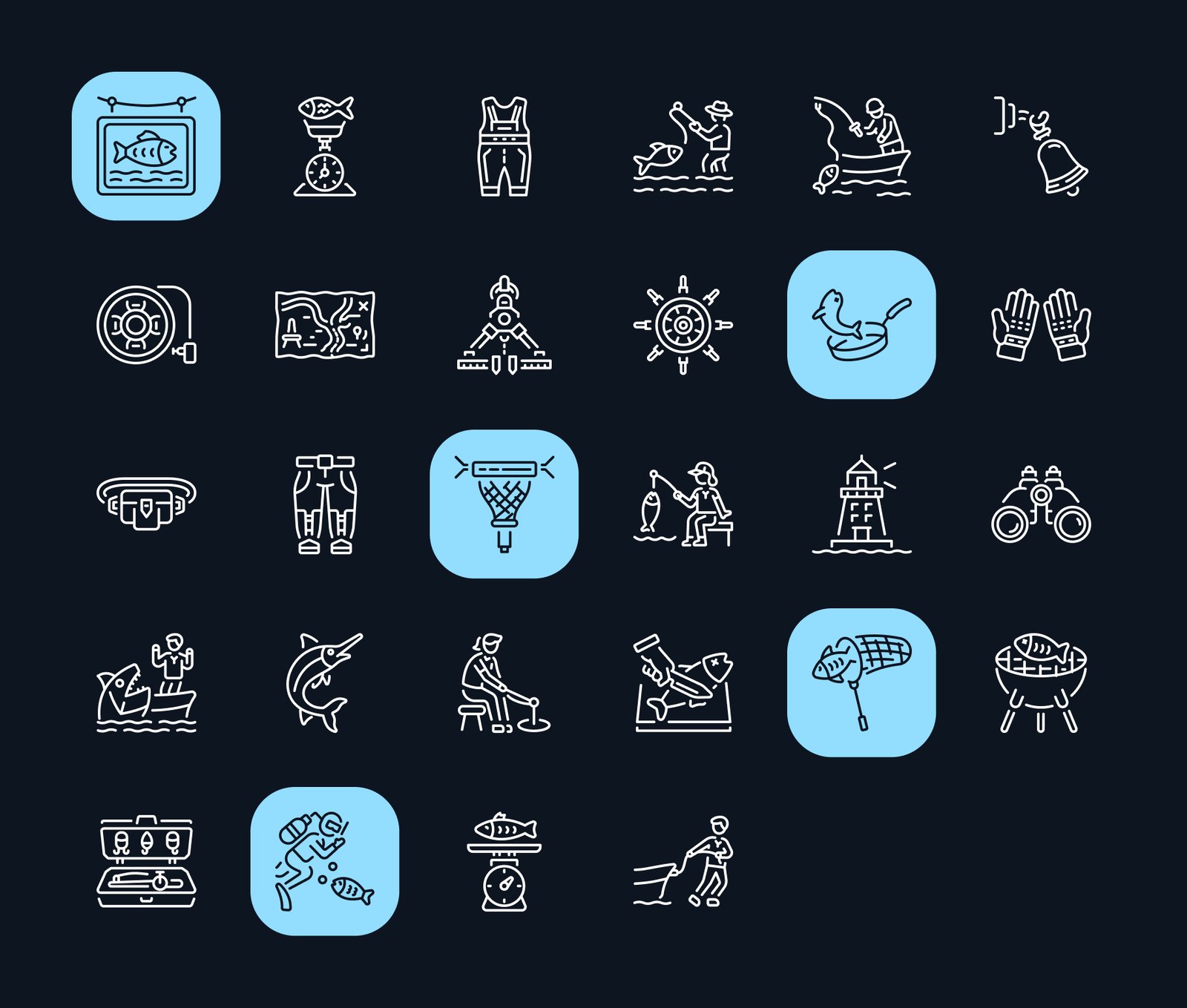 Fishing Icon Art Set
