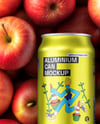 12oz Drink Can on a Stack of Red Apples Mockup