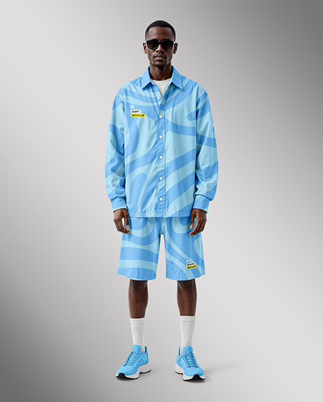 Afro-American Man Wearing Shirt and Shorts Mockup