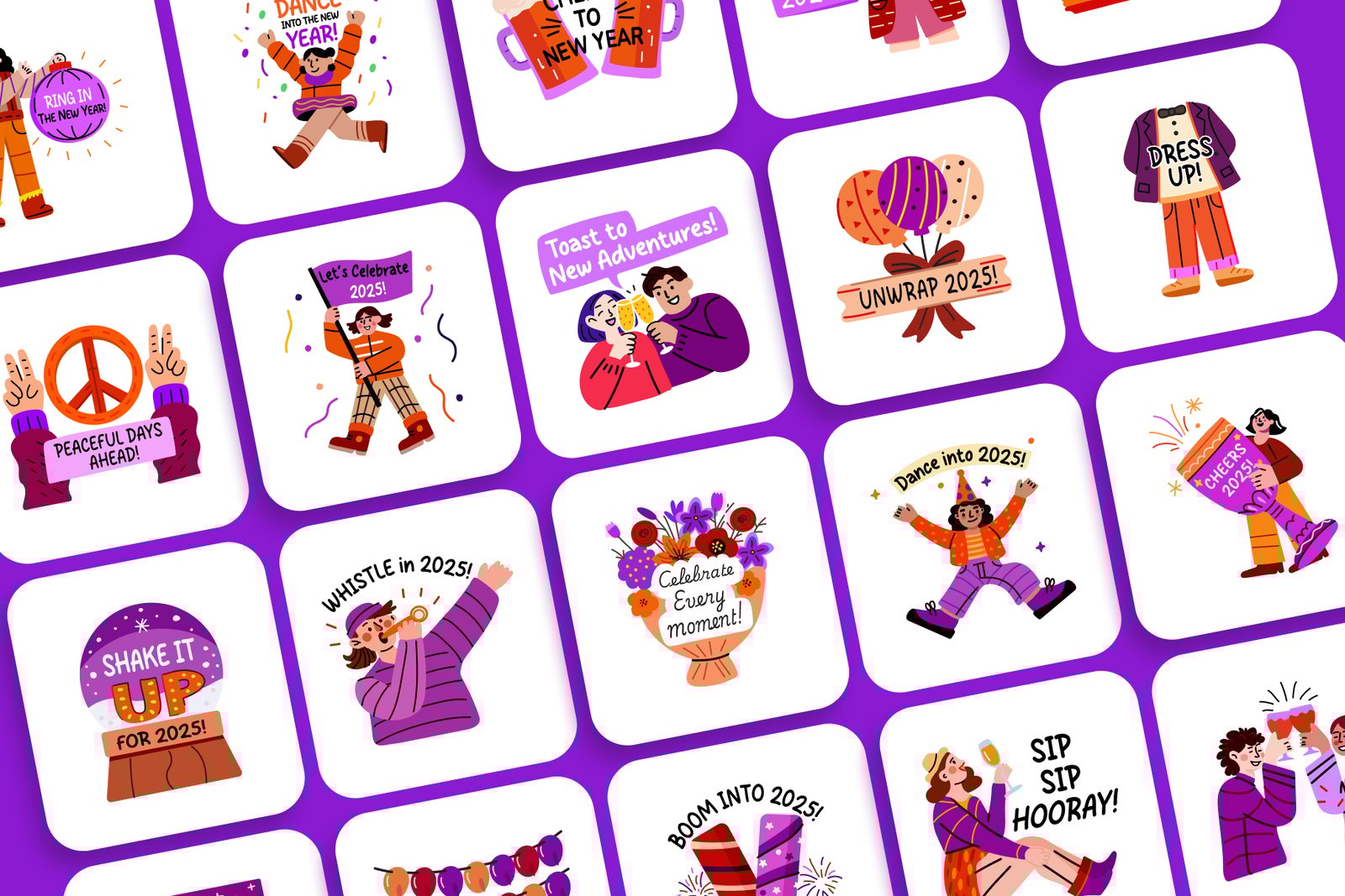 New Year Stickers Collection