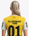 Woman Wearing Soccer V-Neck Jersey and Shorts Mockup