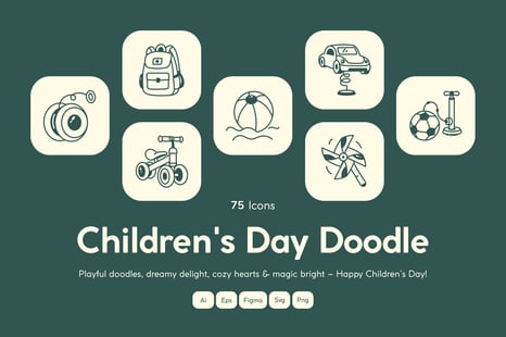 Children's Day Doodle Icons - Graphics