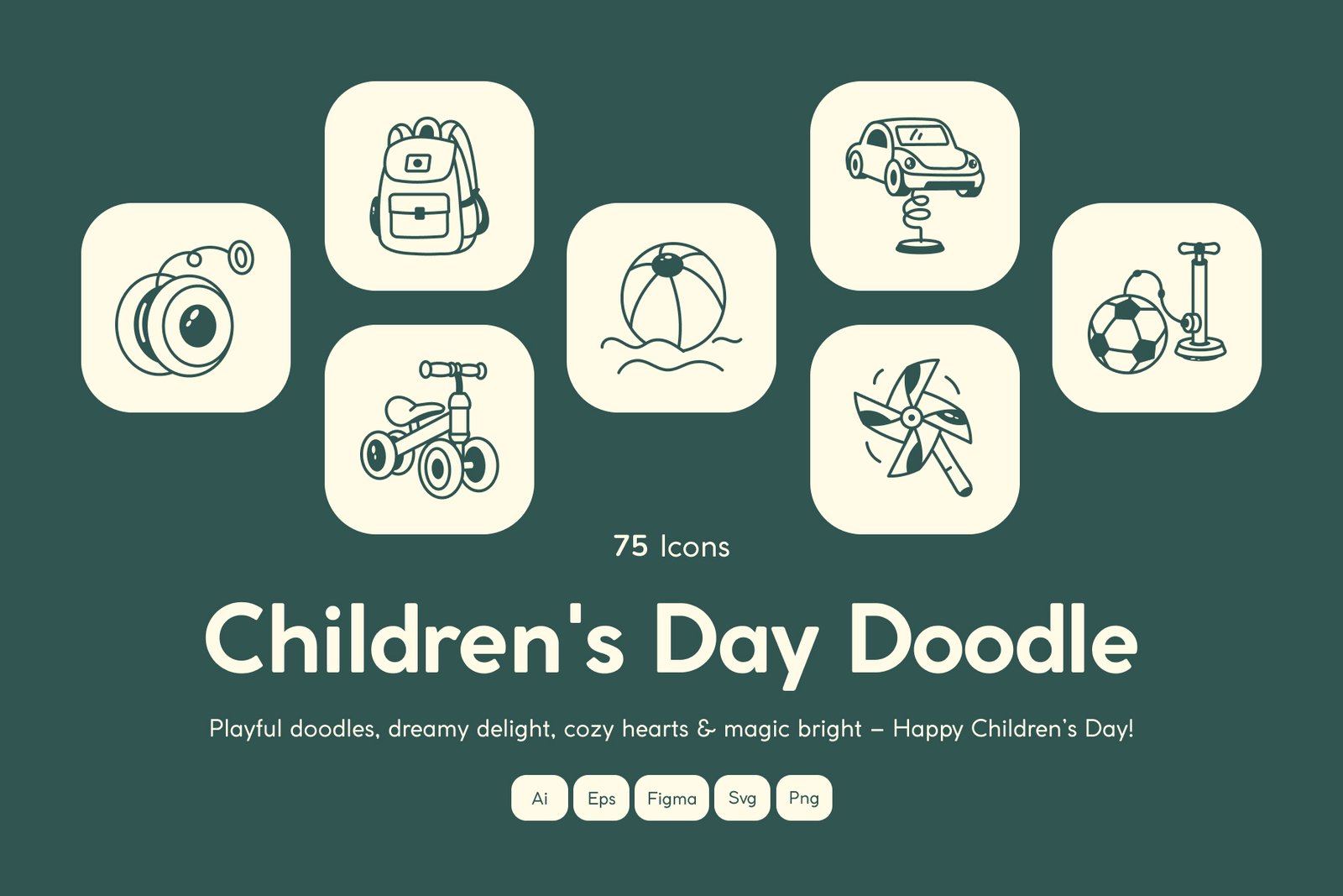 Children&#039;s Day Doodle Icons