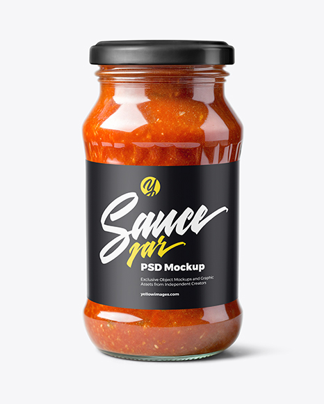 Clear Glass Jar with Marinara Sauce Mockup - Tomato paste mockup
