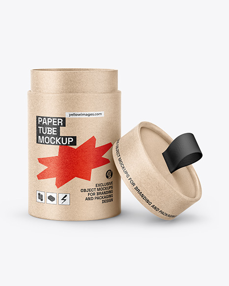 Kraft Paper Tube with Pull Tab Mockup - Coffee packaging mockup