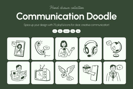 Communication Doodle Icon Set - Graphics