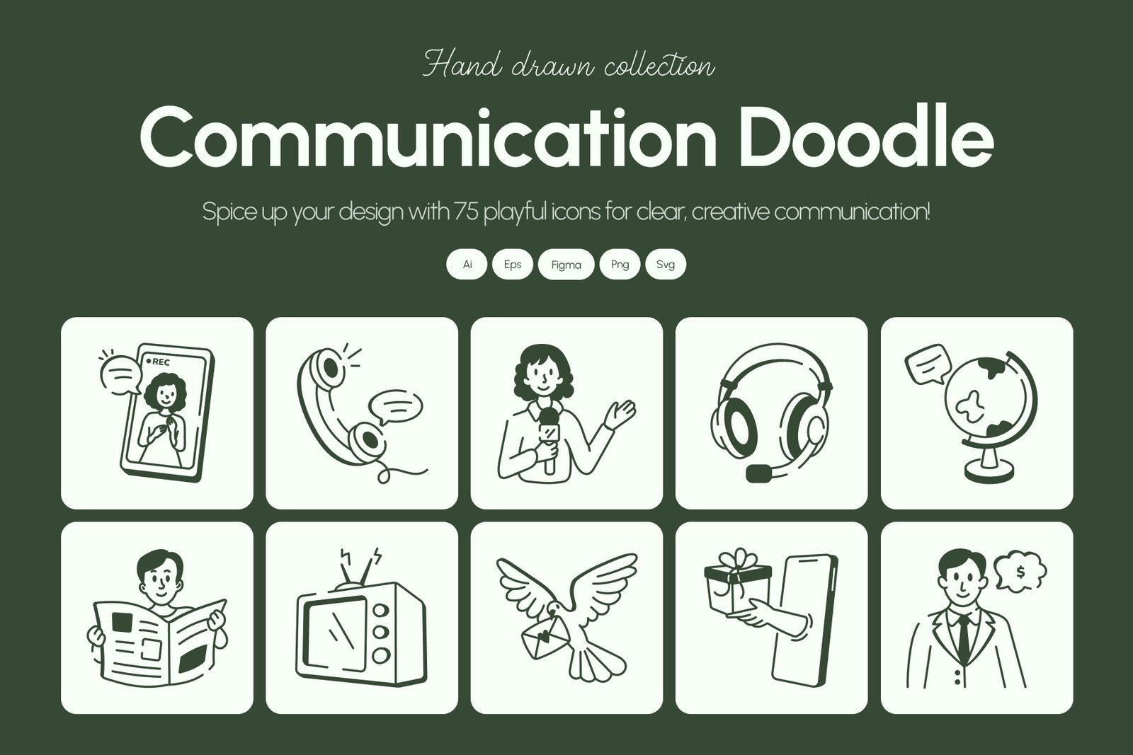 Communication Doodle Icon Set