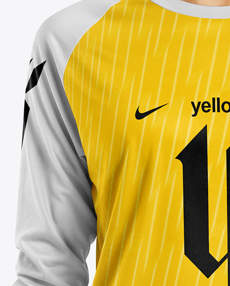 Female Goalkeeper Wearing Long Sleeve Soccer Jersey Mockup