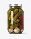 Glass Jar Filled Pickles and Pickled Tomatoes Mockup