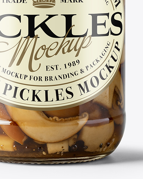 Glass Jar with Porcini Mushrooms Mockup