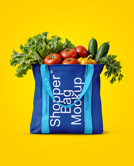 Shopper Bag with Vegetables Mockup