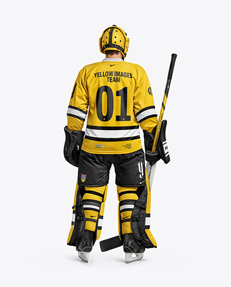 Man Wearing Ice Hockey Goalkeeper Kit Mockup - Premium PSD Mockups