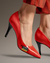 Pair of Pumps on Woman's Legs with Pants Mockup
