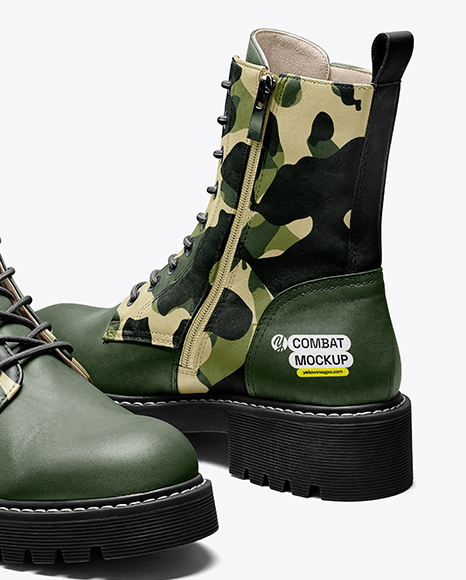 Pair of Women's Combat Boots Mockup