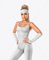 Blonde Wearing Vintage Fitness Outfit Mockup