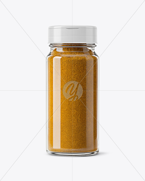 Clear Glass Jar with Curry Mockup
