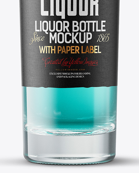 Tall Clear Glass Liquor Bottle Mockup