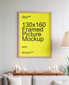 Poster with a Wooden Frame in a Living Room Mockup