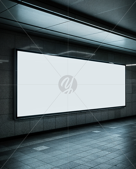 Billboard in Underground Passage Mockup